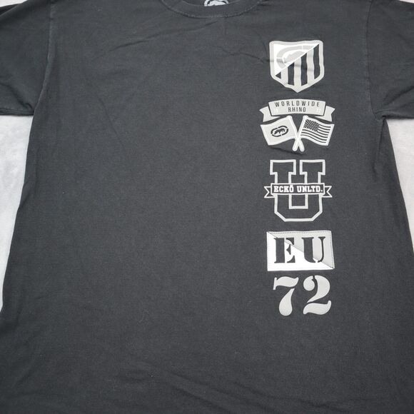 Ecko Unltd Shirt Mens L Black Short Sleeve Crew Neck Cotton Graphic Print Tee - Picture 8 of 15